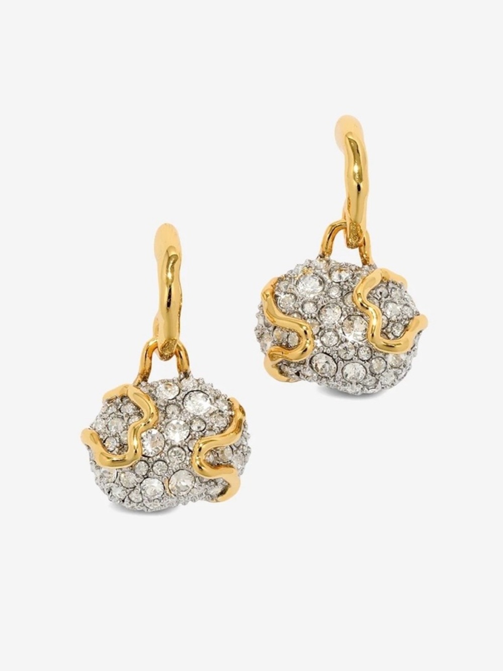 NEW ALEXIS BITTAR Solanales Crystal Petite Pebble Hoop Earrings Gold Clear MY21